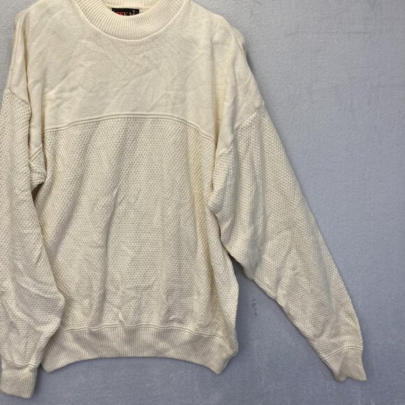 Vintage 90s SFKM Baggy Mockneck Mens Sweater XL Cream White Relaxed Fit USA Made - Picture 6 of 14